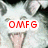 A static image of a white cat-like creature with wide eyes and an open mouth, overlaid with six distinct text blocks in various colors.