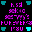 Pixelated text and heart symbols in cyan and magenta on black background, repeated across two