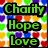 Green text words Charity, Hope, Love on left; Faith, Joy, Grace on right with a ship icon. Backgrounds are colorful squares and light blue.