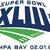 Super Bowl XLIII logo with green field graphic, Pittsburgh Steelers diamond logo, and Arizona Cardinals cardinal head on red background.