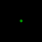 Green and light green spheres of varying sizes scattered across a black background with one gray square in the bottom right corner.