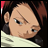 Pixelated anime-style character with brown hair and light skin, wearing a white garment, next to black background with white text.