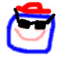 identical cartoon faces with red hats, blue outlines, and pink smiles wearing various sunglasses styles