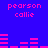 Pixelated blue background with pink text and bar graphs, showing repeated patterns of 'pearson callie' and varying horizontal bars