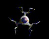 Animated sequence of a starfighter model rotating against black background, showing multiple angles with blue and silver