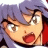 A pixelated anime-style character with purple hair and red clothing appears on the left side of a contact sheet, while the right side displays text "Anime IM" and "COM" in white pixelated font against a black background.