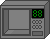 Animated sequence of a microwave with yellow smiley faces showing various expressions and actions.