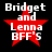 Four pixelated variations of a red star with white text "Bridget and Lenna BFF's" on black background, each showing different animation states.