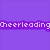 Pixelated text on a purple background reads 'Cheerleading', 'It is a', and 'SPORT!!!' in white block letters.