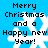 Pixelated blue background with white snowflakes and black text reading "Merry Christmas and a Happy new Year!" in four identical quadrants.