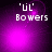 'UL' Bowers text appears over a purple gradient background with shifting light effects; four show sequential animation frames