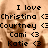 Pixelated text lists names with heart symbols on a brownish background, each name paired with a black pixel-art heart icon.