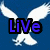 Blue background with white winged figures; text elements change across frames: 'LiVe' purple, 'YoUr' green, 'LiFe' red, and ':=)' blue.