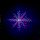 A star-shaped icon with a central light core and radiating arms, displayed in blue or red color variations against black backgrounds.