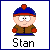 Four pixel-art South Park character icons arranged in a 2x2 grid with white backgrounds and colored borders, each labeled with their name below the figure.