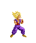 Pixel art character in purple outfit with red belt performing martial arts poses