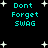 Black background with cyan text reading 'Dont Forget SWAG' and white star shapes scattered across the image.