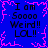 Blue background with pink pixelated border and central starburst, displaying repeated text "I am Soooo Weird!! LOL!!" in black pixelated font.