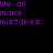 Static pixel art displays purple and red text on a black background with no visible motion.