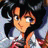 A pixelated anime-style character with long dark hair and a white-and-red outfit appears on the left side of a contact sheet, while the right side displays stylized text "Anime IM" and "COM" against a black background.