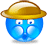 A 4x3 contact sheet of a blue cartoon character with a yellow hat across 12 frames, showing facial expression changes and green dollar signs appearing in the bottom-right corner.