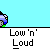Pixelated blue pickup truck with black roof and green base, displayed in a of identical frames beneath 'Low'n Loud' text on gray bars