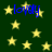 Dark green background filled with yellow stars and blue text reading 'lovely' in multiple locations.