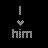 Pixelated icon with 'him' text, heart symbol above it, and vertical line; color variations across frames show animation.