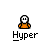 Pixel art character with white face and orange body in multiple poses, each labeled 'Hyper' below on gray background.