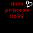 Red pixelated text 'dark princess Xo98' on black background with white heart outline above 'dark' on left side.