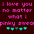 Dark red background with repeated pink pixelated text and cyan heart symbols in two side-by-side
