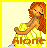 Pixelated icon of a woman with long red hair in a yellow dress holding a brown object, standing on a light background with the word 'Alone' below.