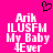 A bright pink background features a black pixelated heart above white text reading 'Arik ILUSFM My Baby #Ever' in four lines.
