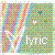 Pixelated icon with green background, white text 'Lyric', and colorful abstract shapes on left side.