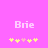 Pixelated text 'Brie' in light pink on bright magenta background with yellow and pink star-like symbols below.