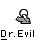 Pixelated icon shows a figure with a white mushroom cap and gray body against a light gray background, with 'Dr. Evil' text below.