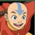 Pixelated cartoon character with light skin, blue mohawk, and red hooded garment, smiling with visible teeth.