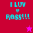 Pixelated text "I LUV Ross!!!" with a heart symbol on red, pink, and magenta backgrounds featuring star symbols.