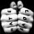 Animated contact sheet of 10 frames showing a cartoon hand icon with changing text overlays between 'Love' and 'Hate' in red, displayed on black background with gray transparency area.
