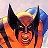 Pixelated close-up of a character with orange hair, black mask, and blue shoulder pads against a light background.