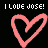 Black background displays two side-by-side heart shapes with text above each, one pink and one white.
