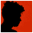 Silhouette of a person with styled hair against red background, showing head turning motion from left to right across frames.