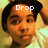 A person with dark hair and a white shirt appears in four , each displaying different text above their head: Drop, Dead, HOTTIE!, and an empty space
