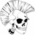 Pixelated skull with mohawk hairstyle holding a cigarette, next to green and black 'PUNK ROCK' text on white background.