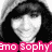 Pixelated grayscale portrait of a person with dark hair and closed eyes, overlaid by pink text reading "Sno Soph" at the bottom.