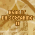 Static pixel art of a repeating pattern with text "HEAR IT I'M SCREAMING IT" in brown block letters on a beige and brown textured background.
