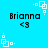 Pixelated blue background with repeated text 'Brianna' and '<3', surrounded by white square-based decorative elements.