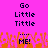 Pixelated text 'Go Little Tittle' and 'ME!' on bright pink background with orange pixelated shapes below.