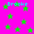Bright pink background with scattered green stars and repeated cyan text "Brooke" in pixelated font.