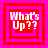 Four identical square arranged in a , each containing layered red and pink borders with white text reading "What's Up??" in a pixelated font